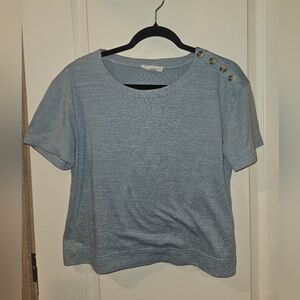 Jane and Delancey Light Blue Button-Shoulder Tee